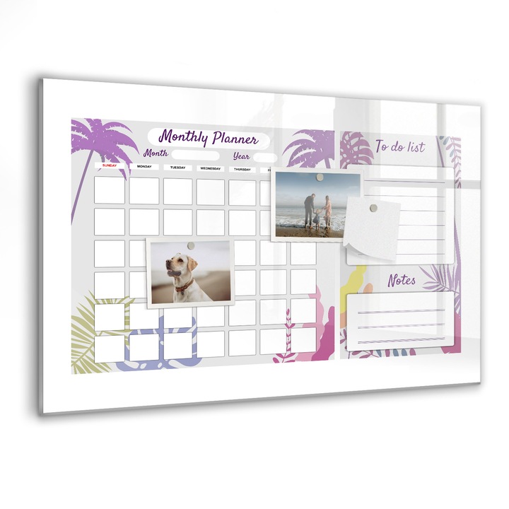 Tabla magnetica, Coloray, Planificator lunar, Mov, 60 x 40 cm, Magneti, Marker negru, 010640700010300088380