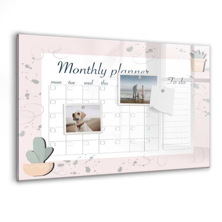 Tabla magnetica, Coloray, Planificatorul lunii, Alb, 60 x 40 cm, Magneti, Marker negru, 010640700010300088377