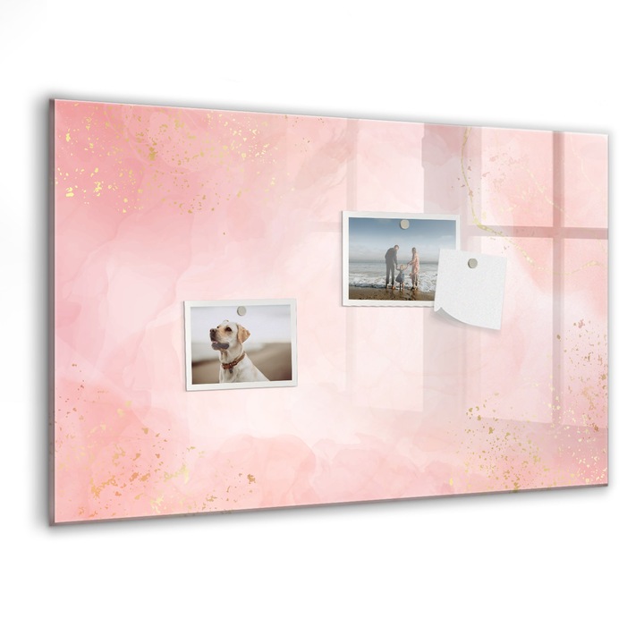 Tabla magnetica, Coloray, Marmura roz, Roz, 60 x 40 cm, Magneti, Marker negru, 010640700010300088411