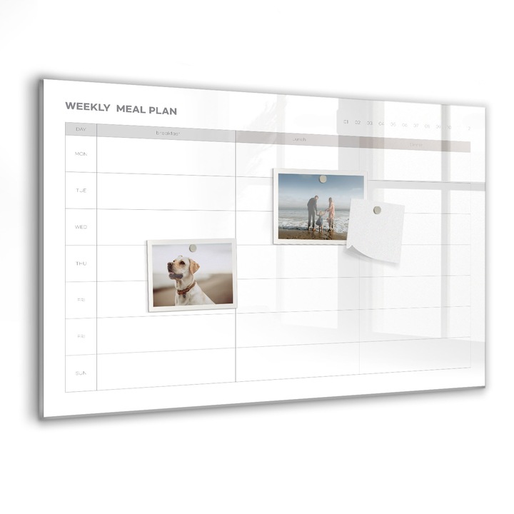 Tabla magnetica, Coloray, Un meniu simplu, Gri bej, 60 x 40 cm, Magneti, Marker negru, 010640700010300260232