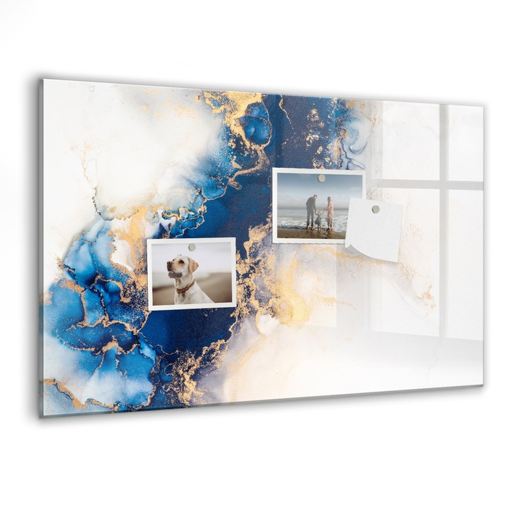 Tabla magnetica, Coloray, Model de marmura, Multicolor, 60 x 40 cm, Magneti, Marker negru, 010640700010300088329