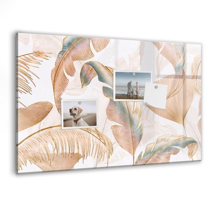 Tabla magnetica, Coloray, Model de frunze naturale, Multicolor, 60 x 40 cm, Magneti, Marker negru, 010640700010300088311