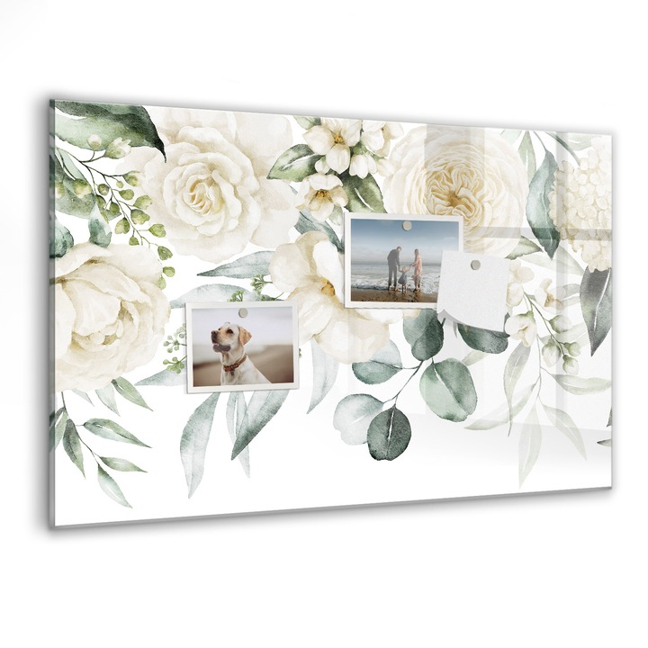 Tabla magnetica, Coloray, Flori, Verde, 60 x 40 cm, Magneti, Marker negru, 010640700010300088309