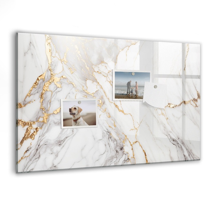 Tabla magnetica, Coloray, Marmura decorativa, Alb, 60 x 40 cm, Magneti, Marker negru, 010640700010300088301