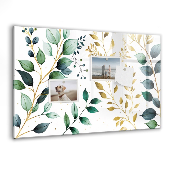 Tabla magnetica, Coloray, Model de frunze de plante, Multicolor, 60 x 40 cm, Magneti, Marker negru, 010640700010300088289