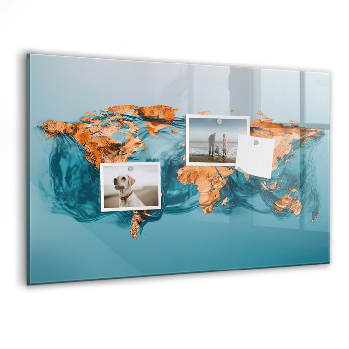 Tabla magnetica, Coloray, Harta lumii abstractiei, Turcoaz, 60 x 40 cm, Magneti, Marker negru, 010640700010300088264