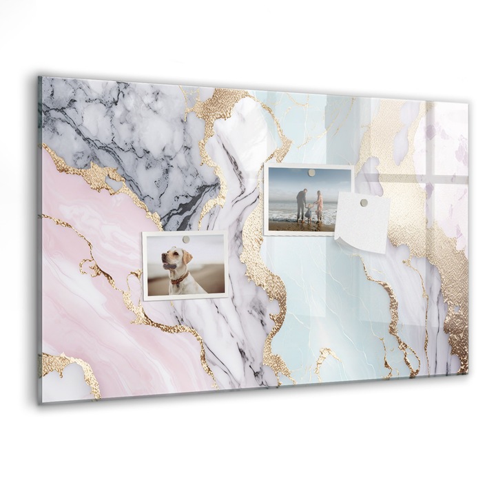 Tabla magnetica, Coloray, Marmura, Multicolor, 60 x 40 cm, Magneti, Marker negru, 010640700010300088292