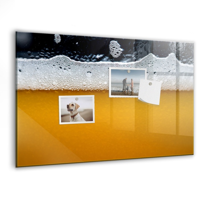 Tabla magnetica, Coloray, Bere mai aproape, Galben, 60 x 40 cm, Magneti, Marker negru, 010640700010300027774