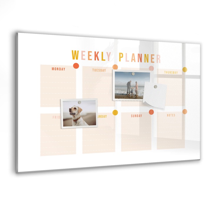 Tabla magnetica, Coloray, Planul saptamanii, Alb, 60 x 40 cm, Magneti, Marker negru, 010640700010300088250