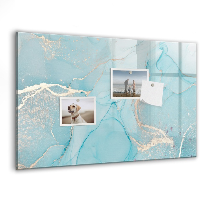 Tabla magnetica, Coloray, Marmura decorativa, Turcoaz, 60 x 40 cm, Magneti, Marker negru, 010640700010300088514