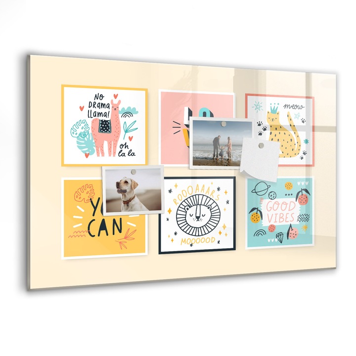 Tabla magnetica, Coloray, Sloganuri motivationale, Multicolor, 60 x 40 cm, Magneti, Marker negru, 010640700010300088463