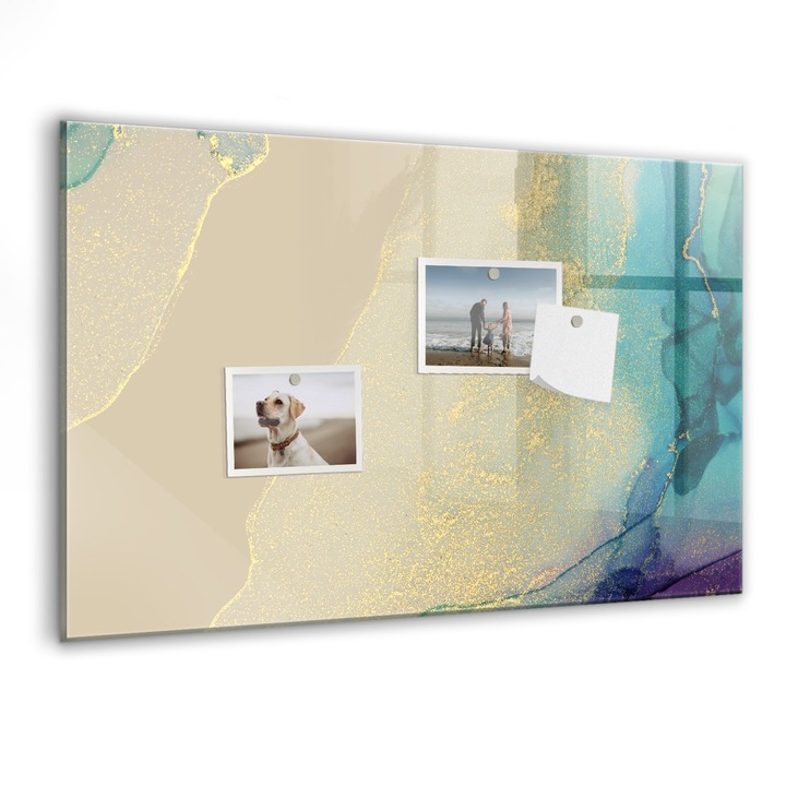 Tabla magnetica, Coloray, Marmura colorata, Multicolor, 60 x 40 cm, Magneti, Marker negru, 010640700010300260221