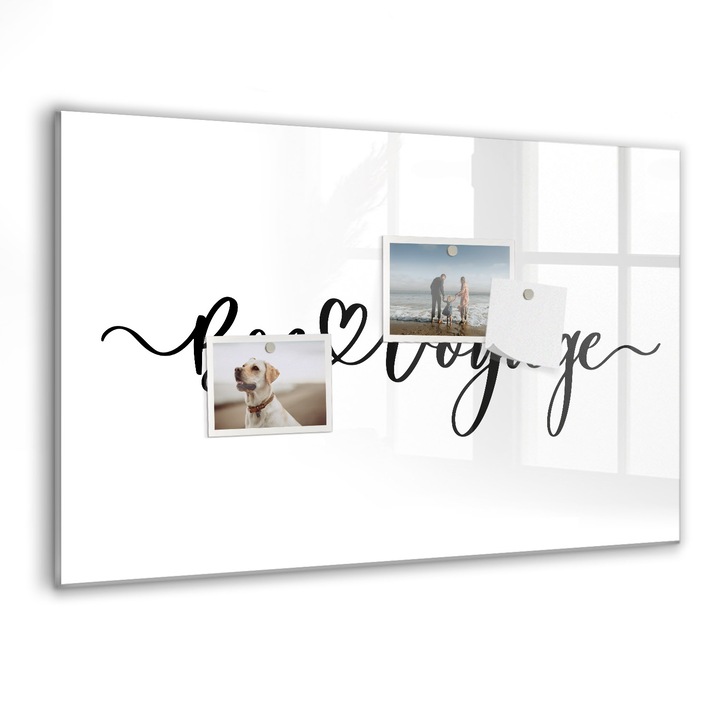 Tabla magnetica, Coloray, Inscriptia Bon Voyage, Multicolor, 60 x 40 cm, Magneti, Marker negru, 010640700010300088369