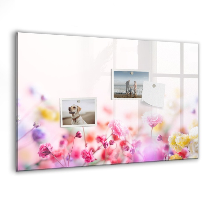 Tabla magnetica, Coloray, Flori in pajiste, Multicolor, 60 x 40 cm, Magneti, Marker negru, 010640700010300088501