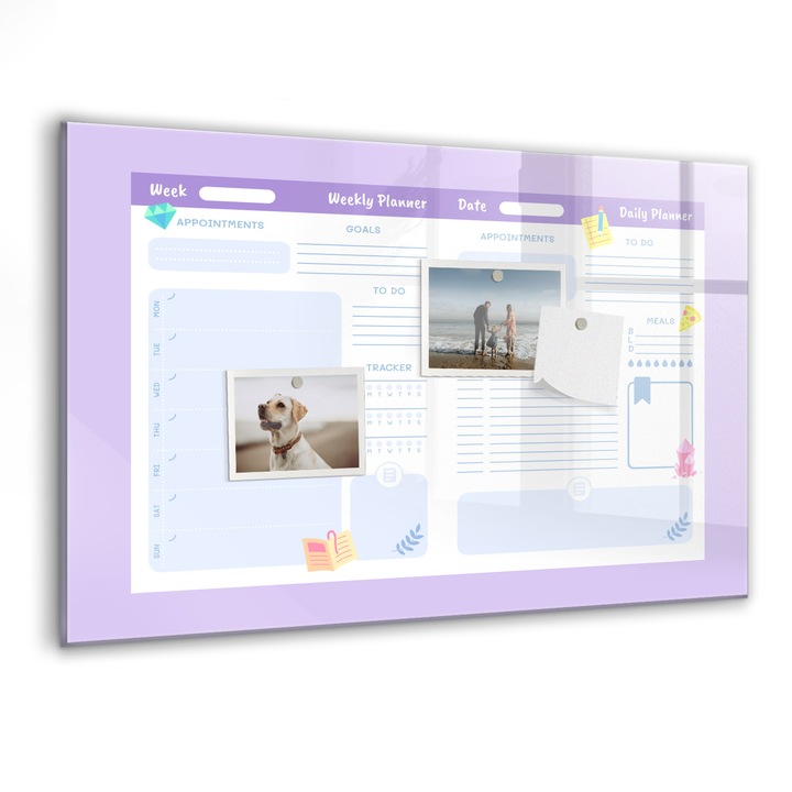 Tabla magnetica, Coloray, Planificator anual roz, Roz, 60 x 40 cm, Magneti, Marker negru, 010640700010300088455