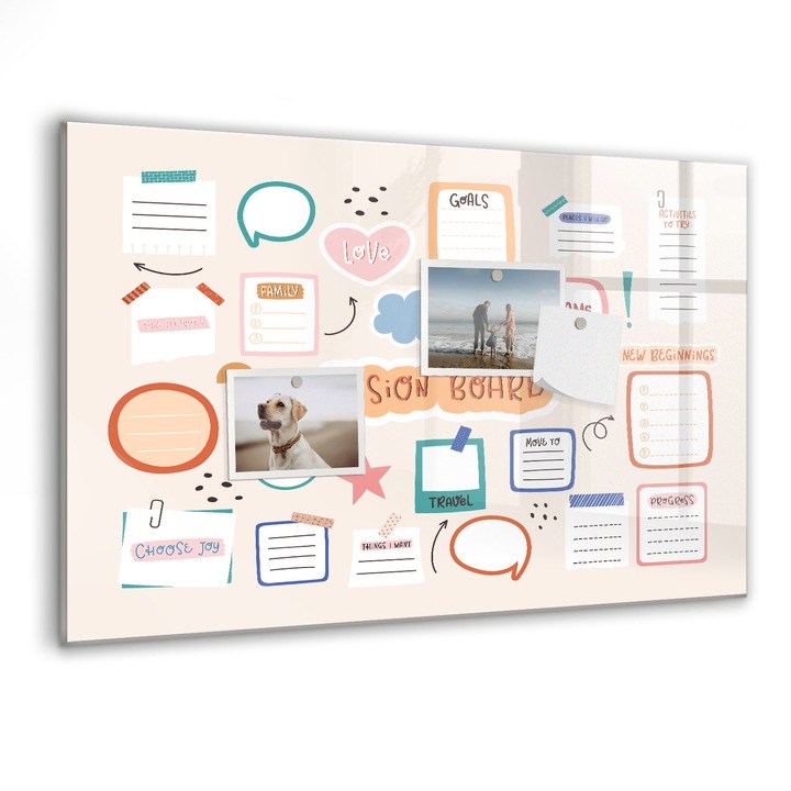 Tabla magnetica, Coloray, Placa de viziune colorata, Multicolor, 60 x 40 cm, Magneti, Marker negru, 010640700010300088420