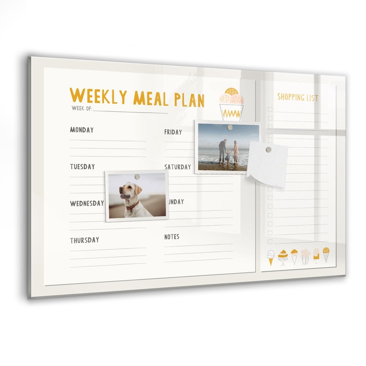 Tabla magnetica, Coloray, Program de masa, Galben, 60 x 40 cm, Magneti, Marker negru, 010640700010300260219