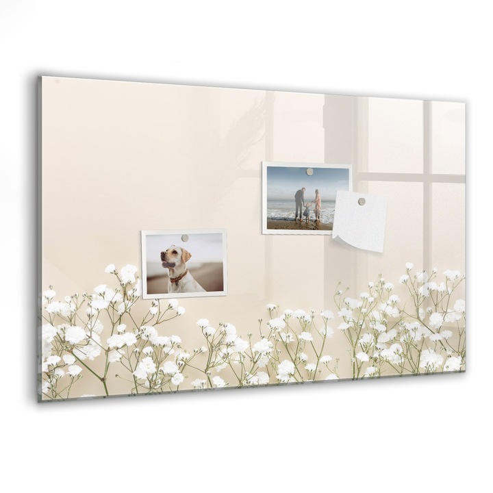 Tabla magnetica, Coloray, Flori inflorite, Alb, 60 x 40 cm, Magneti, Marker negru, 010640700010300088328