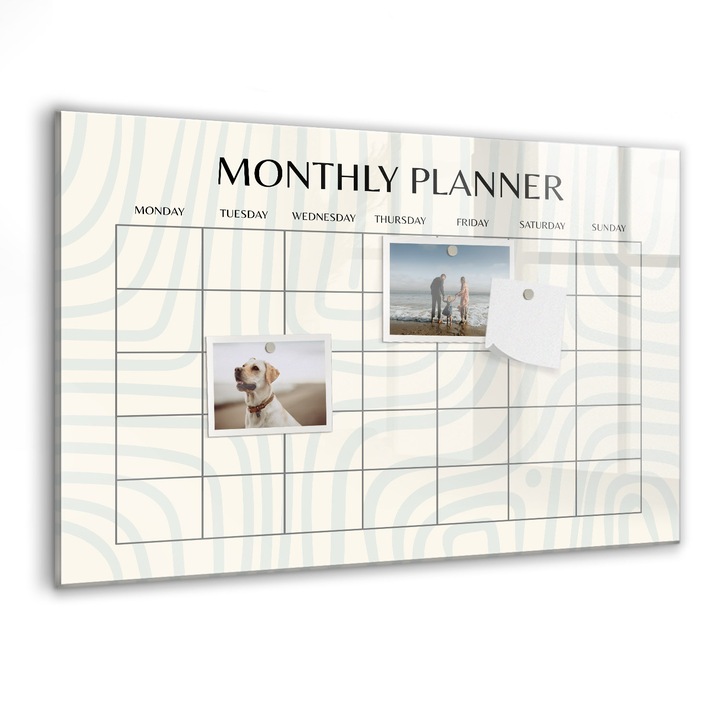 Tabla magnetica, Coloray, Planificator lunar, Multicolor, 60 x 40 cm, Magneti, Marker negru, 010640700010300088350