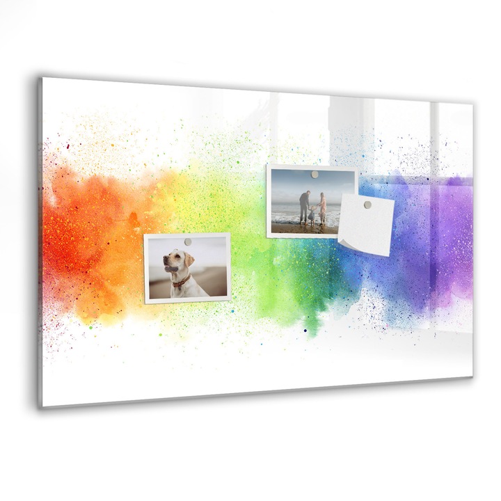 Tabla magnetica, Coloray, Rainbow abstract, Multicolor, 60 x 40 cm, Magneti, Marker negru, 010640700010300088362