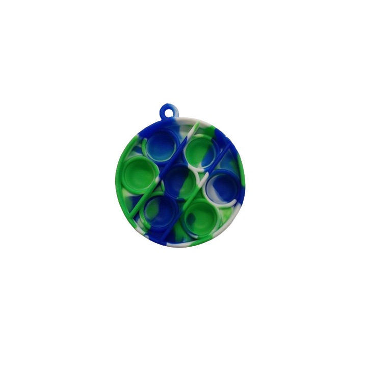 Bubble fidget interaktív játék, kerek, tarka, 7x7 cm