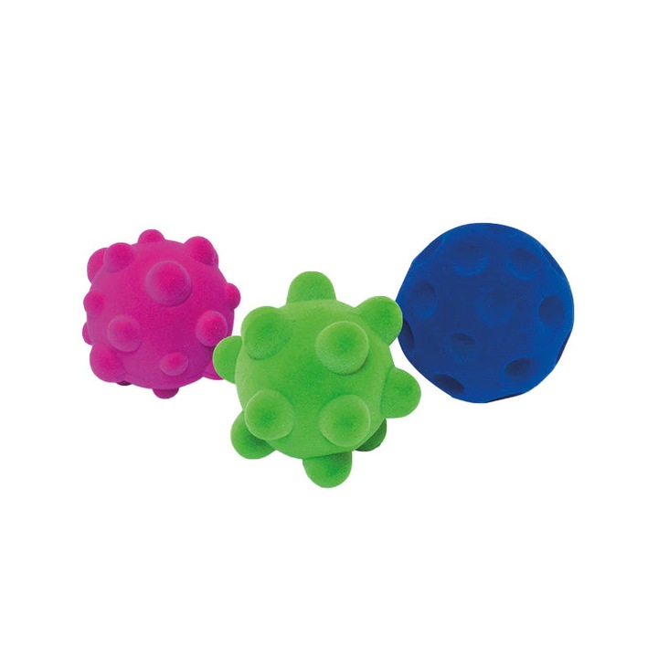 Természetes gumiból készült 3db mini szenzoros labda készlet, 5 cm, 1 év +, Rubbabu