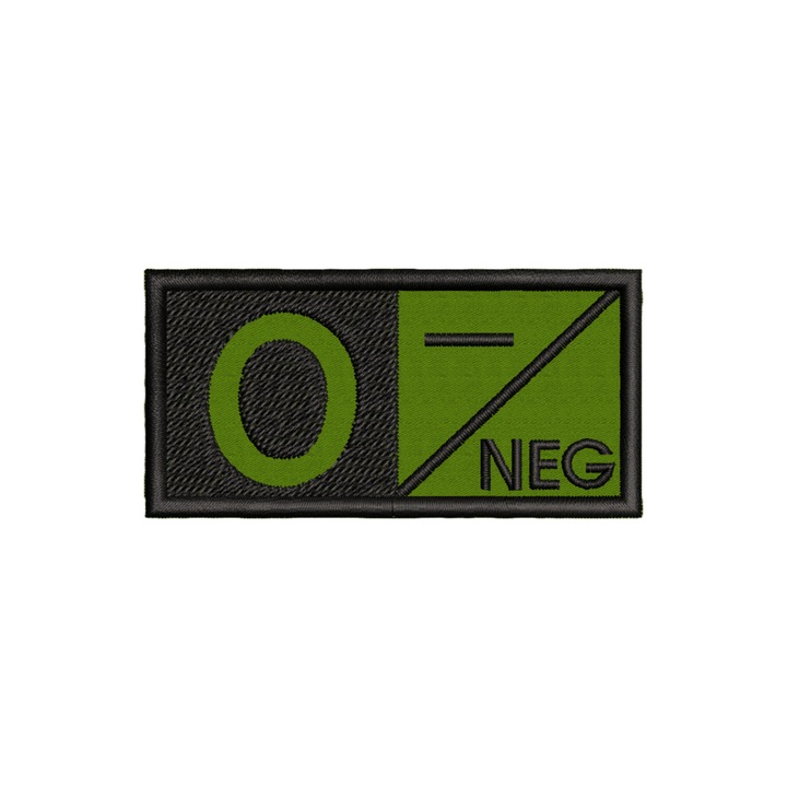 Emblema militara brodata, Grupa sanguina 0 negativ, 7x3, 5 cm Velcro