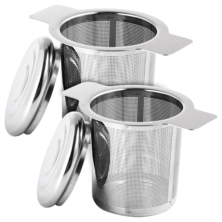 2 db-os teafőző készlet, Chucai, Rozsdamentes acél, 10,3 cm, Ezüst