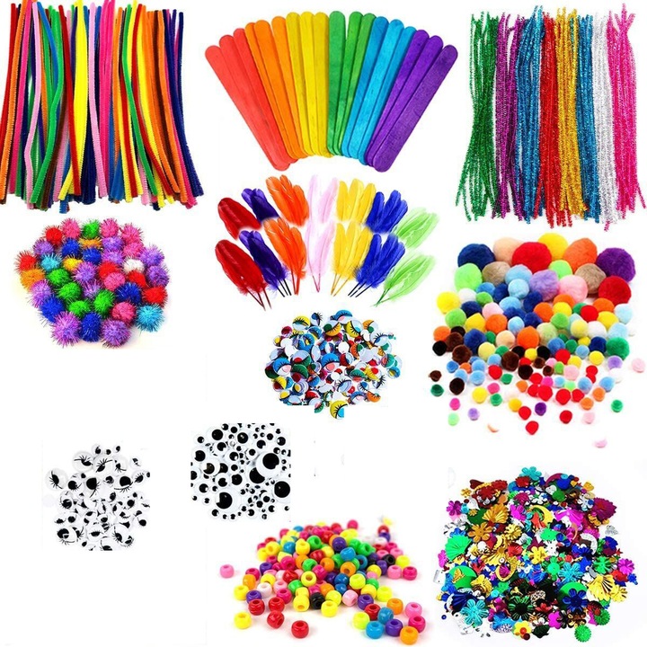 Комплект от 1170 цветни телчета, Направи си сам Art Craft Kit, 30 см, Аксесоари, Многоцветен