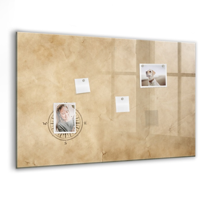 Tabla magnetica, Coloray, Canvas busola, Maro, 90 x 60 cm, Magneti, Marker negru, 010640700060300088467