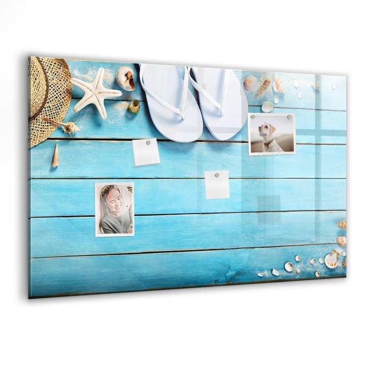 Tabla magnetica, Coloray, Accesorii de vacanta, Albastru, 90 x 60 cm, Magneti, Marker negru, 010640700060300260200