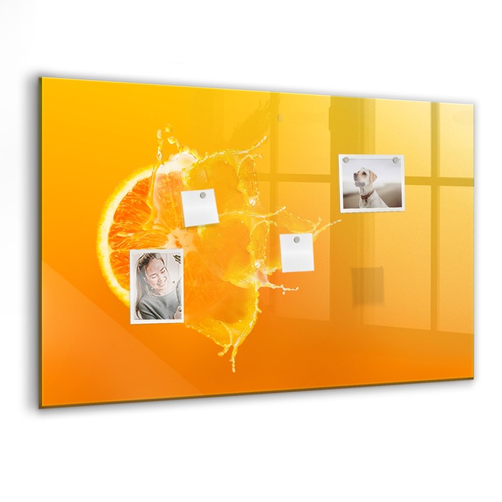 Tabla magnetica, Coloray, Portocale, Portocaliu, 90 x 60 cm, Magneti, Marker negru, 010640700060300027384