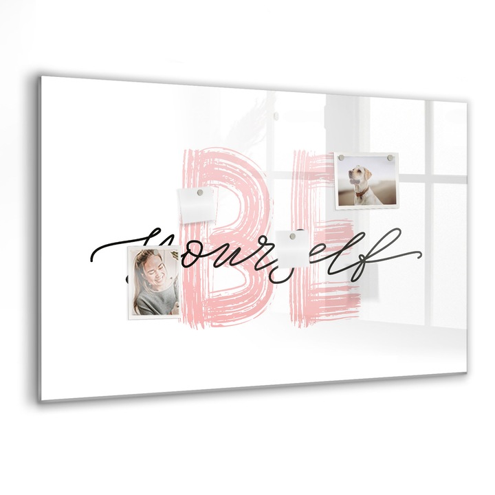 Tabla magnetica, Coloray, Inscriptia fii tu insuti, Alb, 90 x 60 cm, Magneti, Marker negru, 010640700060300088640