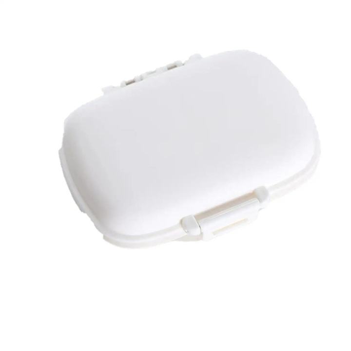 Cutie depozitare medicamente, Plastic, 8 compartimente, Alb