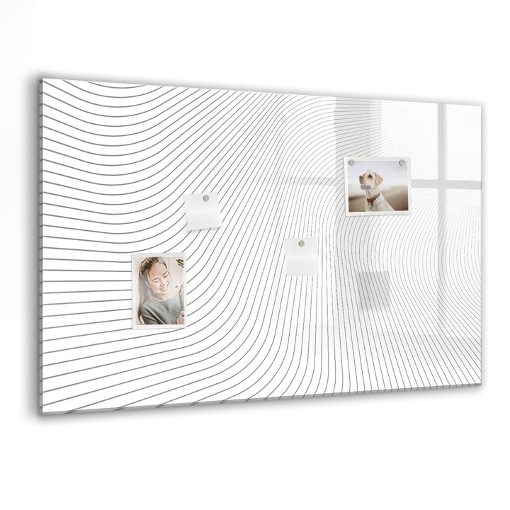 Tabla magnetica, Coloray, Linii de abstractizare, Multicolor, 90 x 60 cm, Magneti, Marker negru, 010640700060300088621