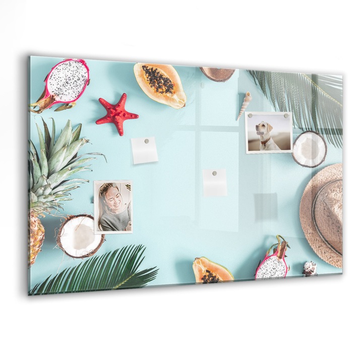 Tabla magnetica, Coloray, Compozitie de vara, Multicolor, 90 x 60 cm, Magneti, Marker negru, 010640700060300088581