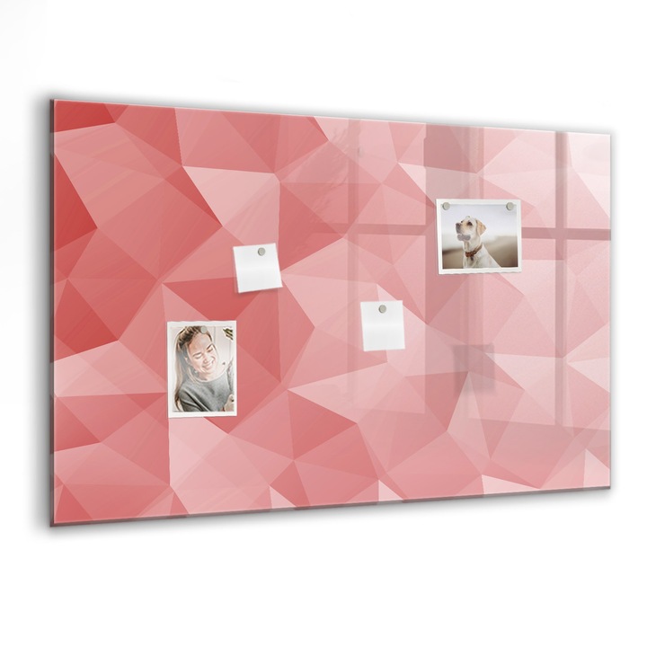 Tabla magnetica, Coloray, Abstractia triunghiurilor, Rosu, 90 x 60 cm, Magneti, Marker negru, 010640700060300088564