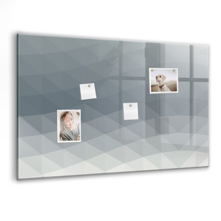 Tabla magnetica, Coloray, Abstractizarea undelor, Gri, 90 x 60 cm, Magneti, Marker negru, 010640700060300088521