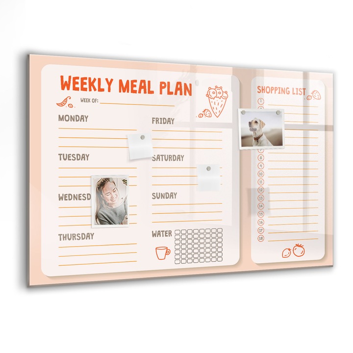 Tabla magnetica, Coloray, Planificator de masa retro, Multicolor, 90 x 60 cm, Magneti, Marker negru, 010640700060300260216