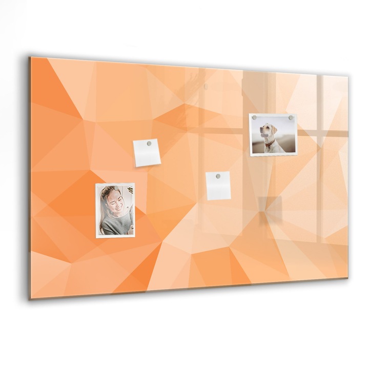 Tabla magnetica, Coloray, Abstractizarea triunghiului, Portocaliu, 90 x 60 cm, Magneti, Marker negru, 010640700060300088548