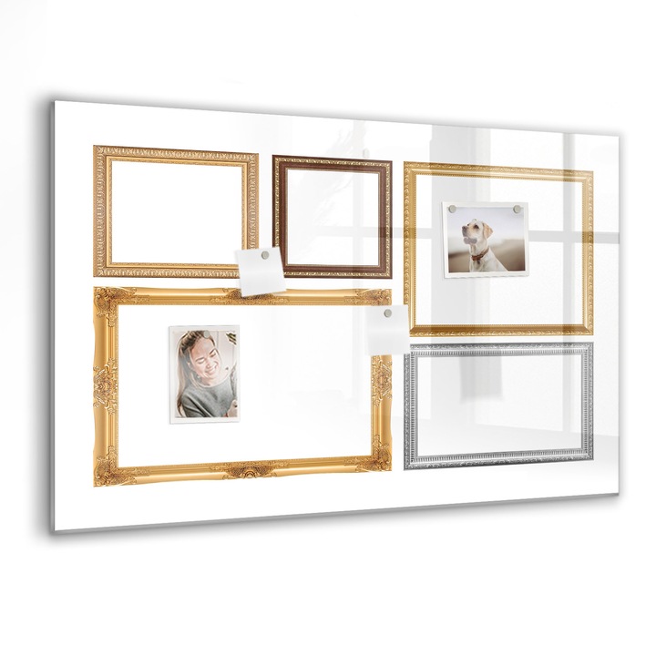 Tabla magnetica, Coloray, Cadru de aur, Auriu, 90 x 60 cm, Magneti, Marker negru, 010640700060300089034