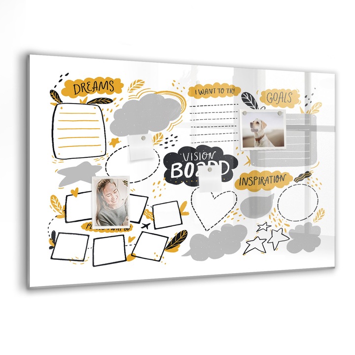 Tabla magnetica, Coloray, Obiectivele de Anul Nou, Alb, 90 x 60 cm, Magneti, Marker negru, 010640700060300088516