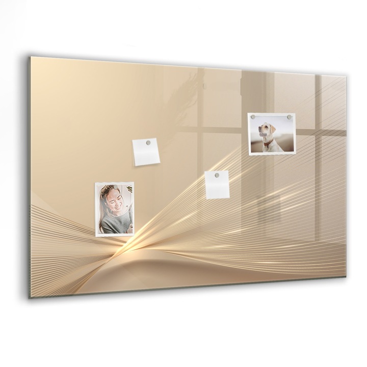 Tabla magnetica, Coloray, Lumina abstracta, Auriu, 90 x 60 cm, Magneti, Marker negru, 010640700060300088546