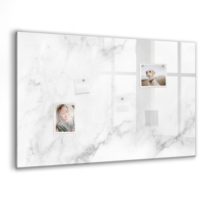 Tabla magnetica, Coloray, Marmura, Alb, 90 x 60 cm, Magneti, Marker negru, 010640700060300088518