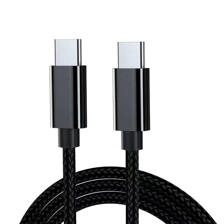 Timebox adat- és gyorstöltő kábel, Type-C-USB-C, 1 m, kompatibilis iPhone, Samsung, Huawei, fekete