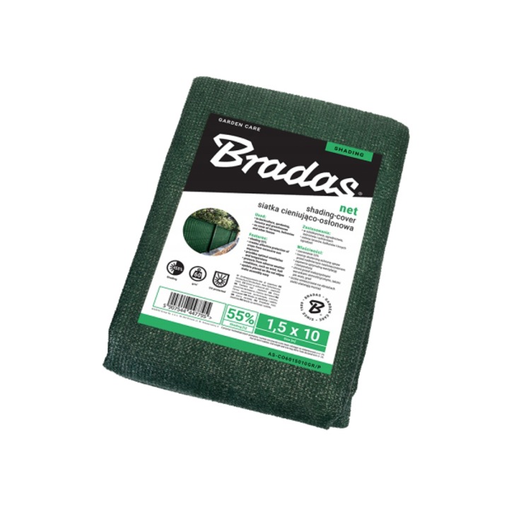 Plasa de umbra 55% Bradas, pachet, 60g/m2, 1.5x10m, Verde