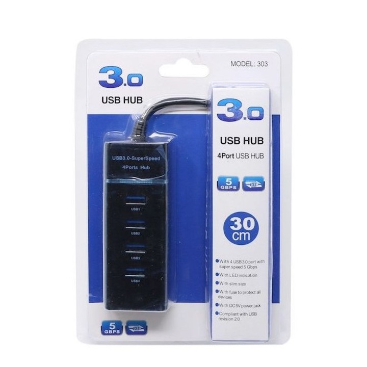 HUB USB 3.0 cu 4 porturi 30cm, Famivideo, negru
