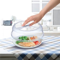 Capac Cuptor Microunde, Transparent, Plastic, Diametru 24.5cm, Inaltime 7.5cm, Potrivit Pentru Masina De Spalat Vase