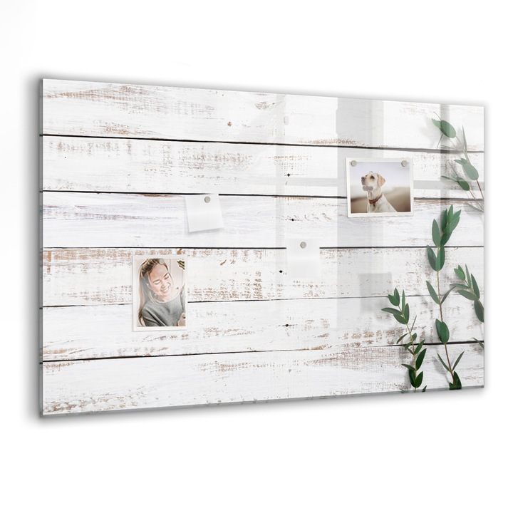 Tabla magnetica, Coloray, Scanduri de lemn, Alb, 90 x 60 cm, Magneti, Marker negru, 010640700060300088495