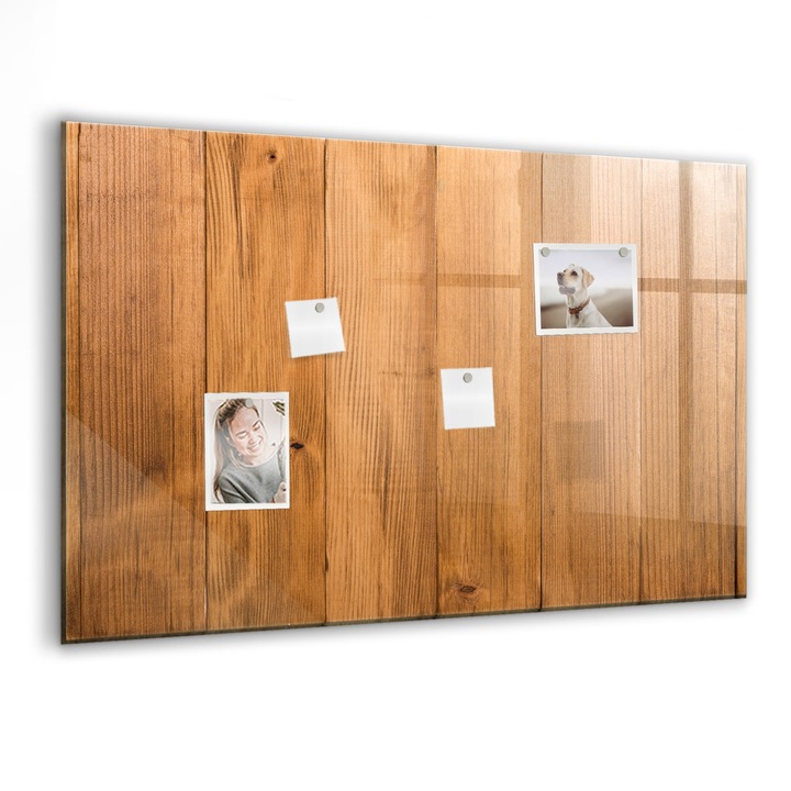 Tabla magnetica, Coloray, Scanduri de lemn, Maro, 90 x 60 cm, Magneti, Marker negru, 010640700060300088497